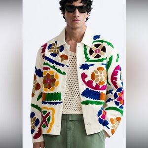ZARA MAN BNWT SS24 EMBROIDERED JACKET LIMITED EDIT. MULTICOLOR XL 0881/455